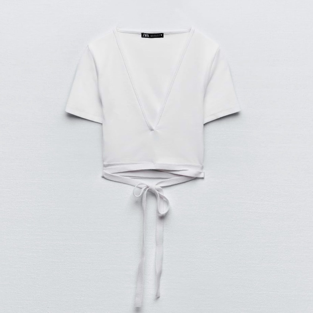White zara crossed top